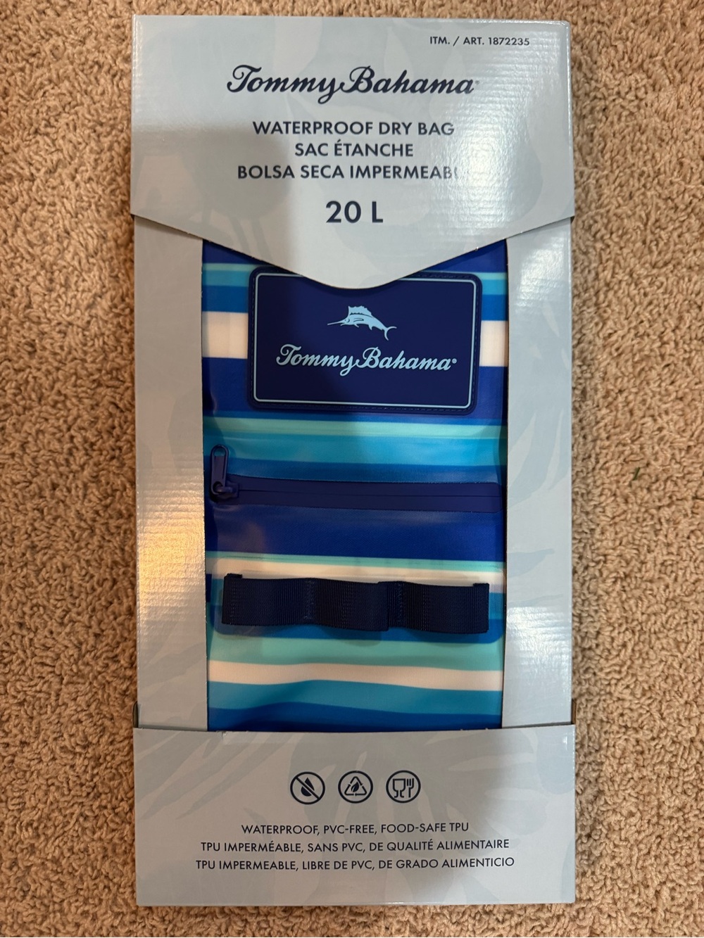 Tommy Bahama Blue & Teal Striped Waterproof Dry Bag